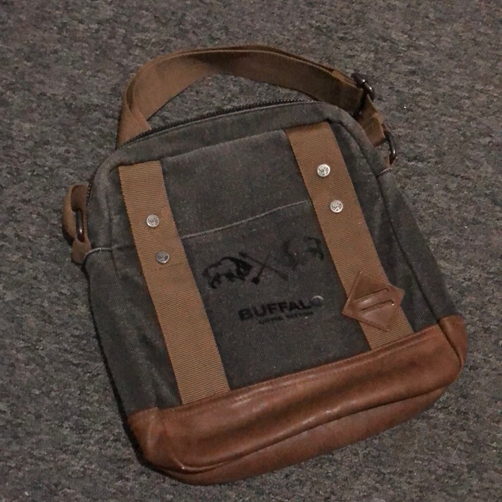 Buffalo Gray and Brown Crossbody Bag